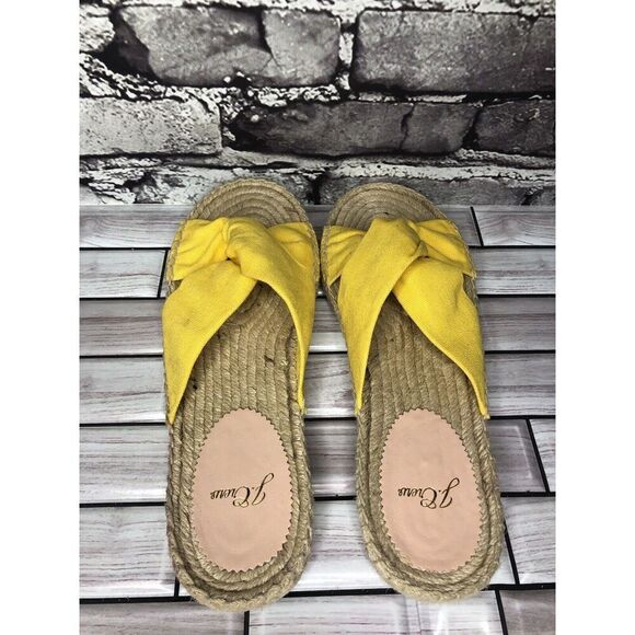 J. Crew Yellow Twisted Canvas Fabric Slide Espadrilles Sandals Women 9M US/40EU - Picture 8 of 16